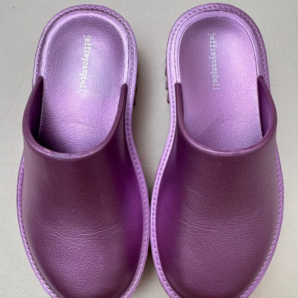 Jeffrey Campbell Metallic Purple Platform Mules - Picture 2 of 6